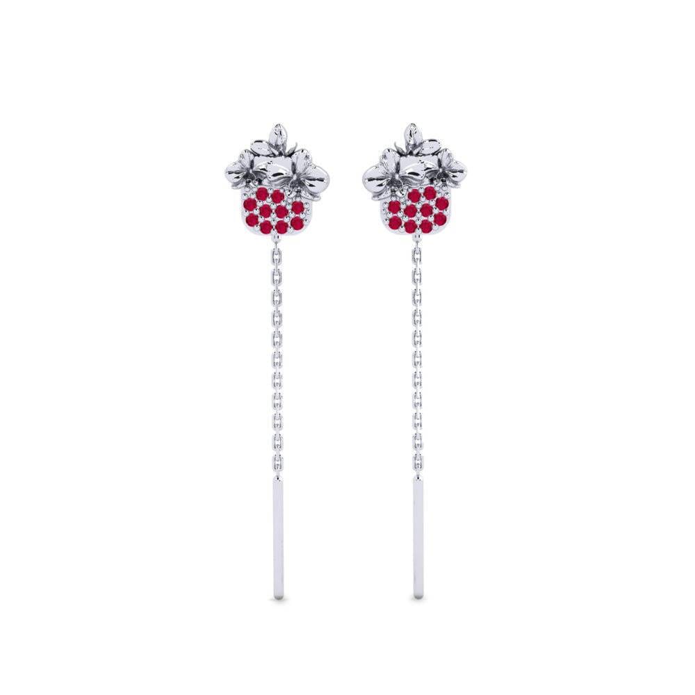 Vàng Trắng 14K Đá Ruby / Hồng Ngọc Bông tai nữ Knightsen