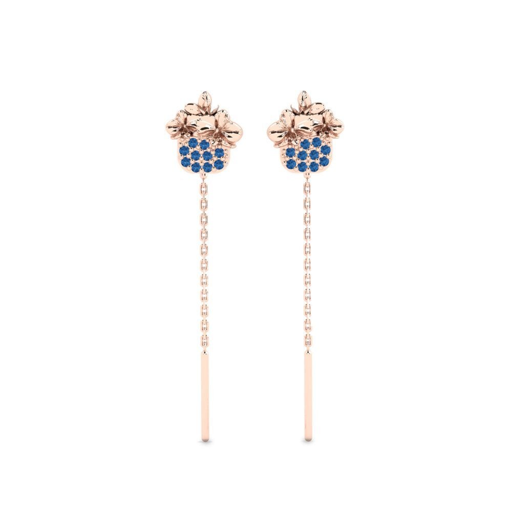 Rotgold 375 Dunkelblauer Zirkonia Damen ohrring Knightsen