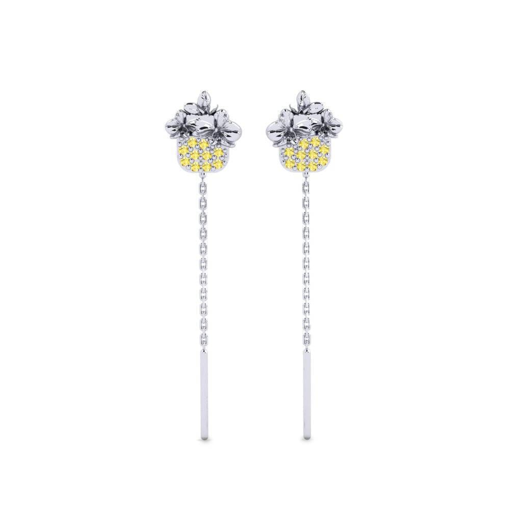 Weiß-Silber Gelber Saphir Damen ohrring Knightsen