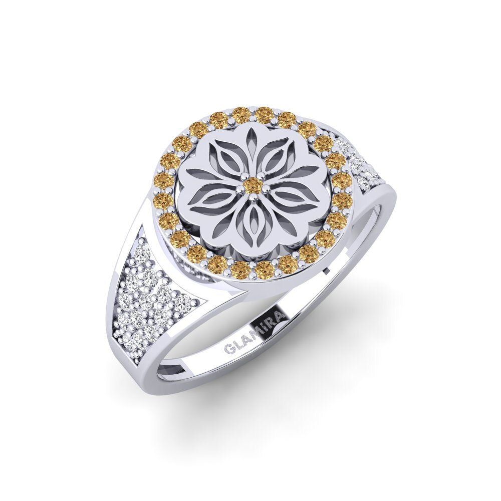 Vàng Trắng 14K Kim Cương Nâu Nhẫn Kouler