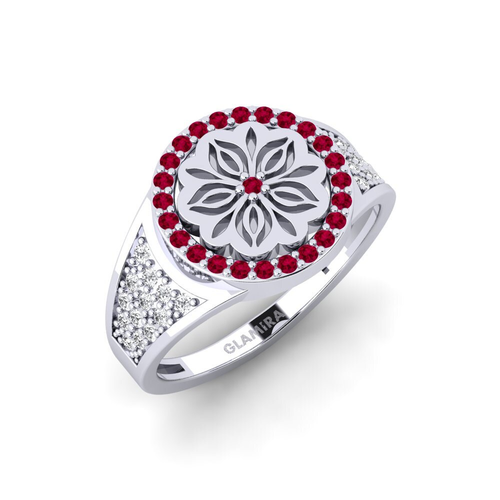 Vàng Trắng 14K Đá Ruby / Hồng Ngọc Nhẫn Kouler