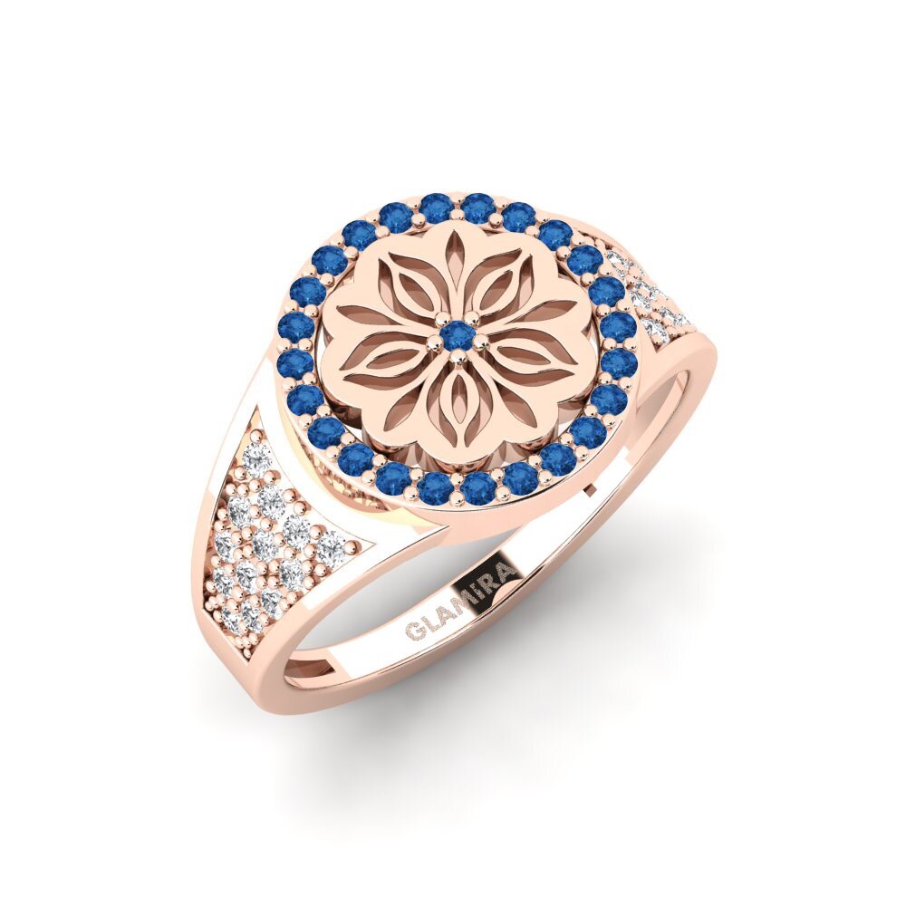 Rotgold 375 Dunkelblauer Zirkonia Ring Kouler