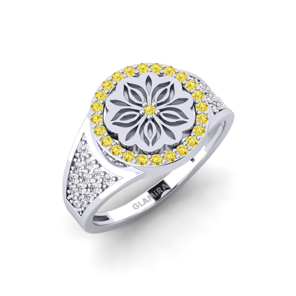 Weiß-Silber Gelber Saphir Ring Kouler