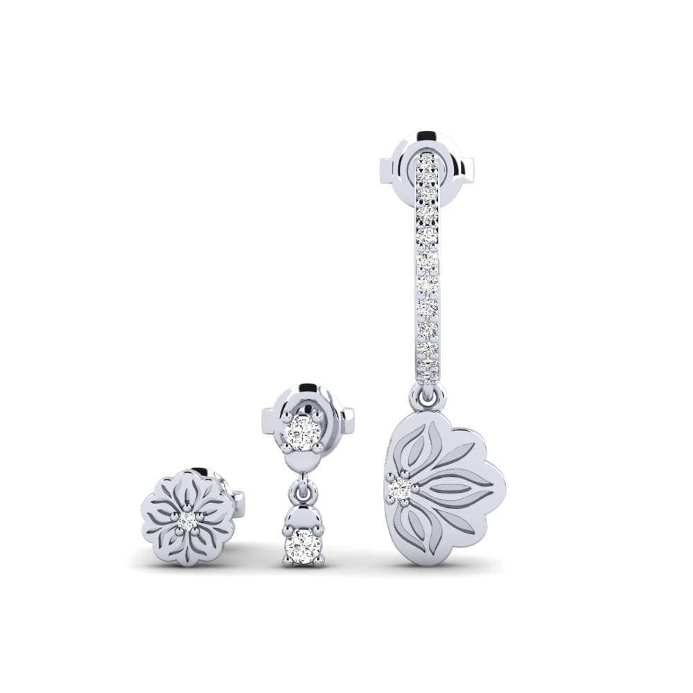 Vàng Trắng 14K Đá Moissanite Bông tai nữ Kusi - SET