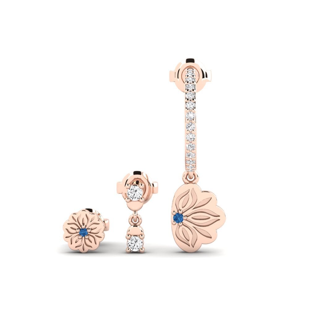 Rotgold 375 Dunkelblauer Zirkonia Damen ohrring Kusi - SET
