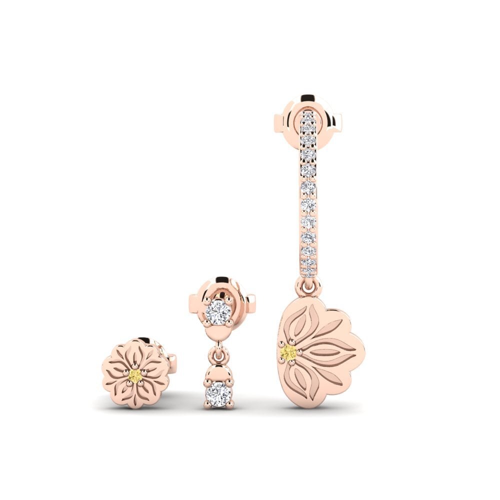 Vàng Hồng 14K Kim Cương Vàng Bông tai nữ Kusi - SET