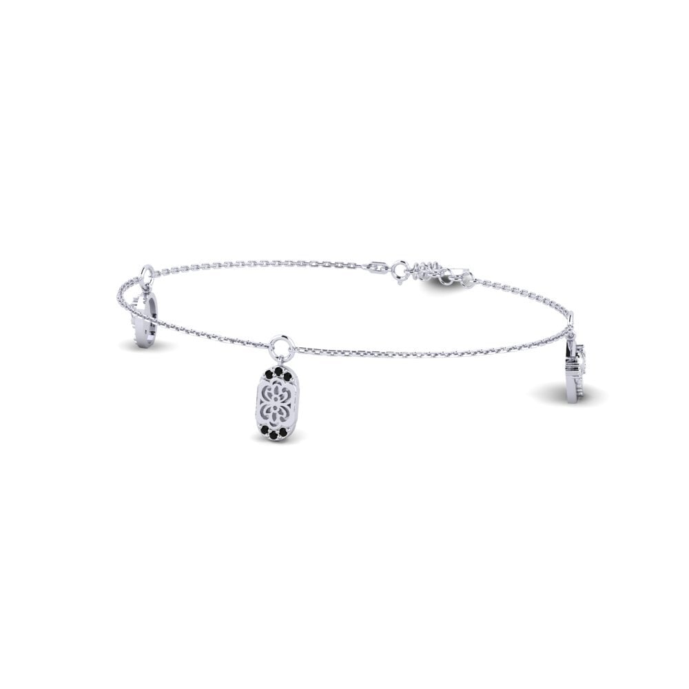 Weißgold 585 Schwarzer Diamant Damen armband Lavandula