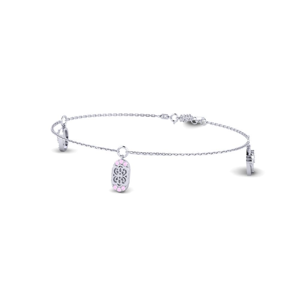 Vàng Trắng 14K Đá Sapphire Hồng Vòng tay nữ Lavandula
