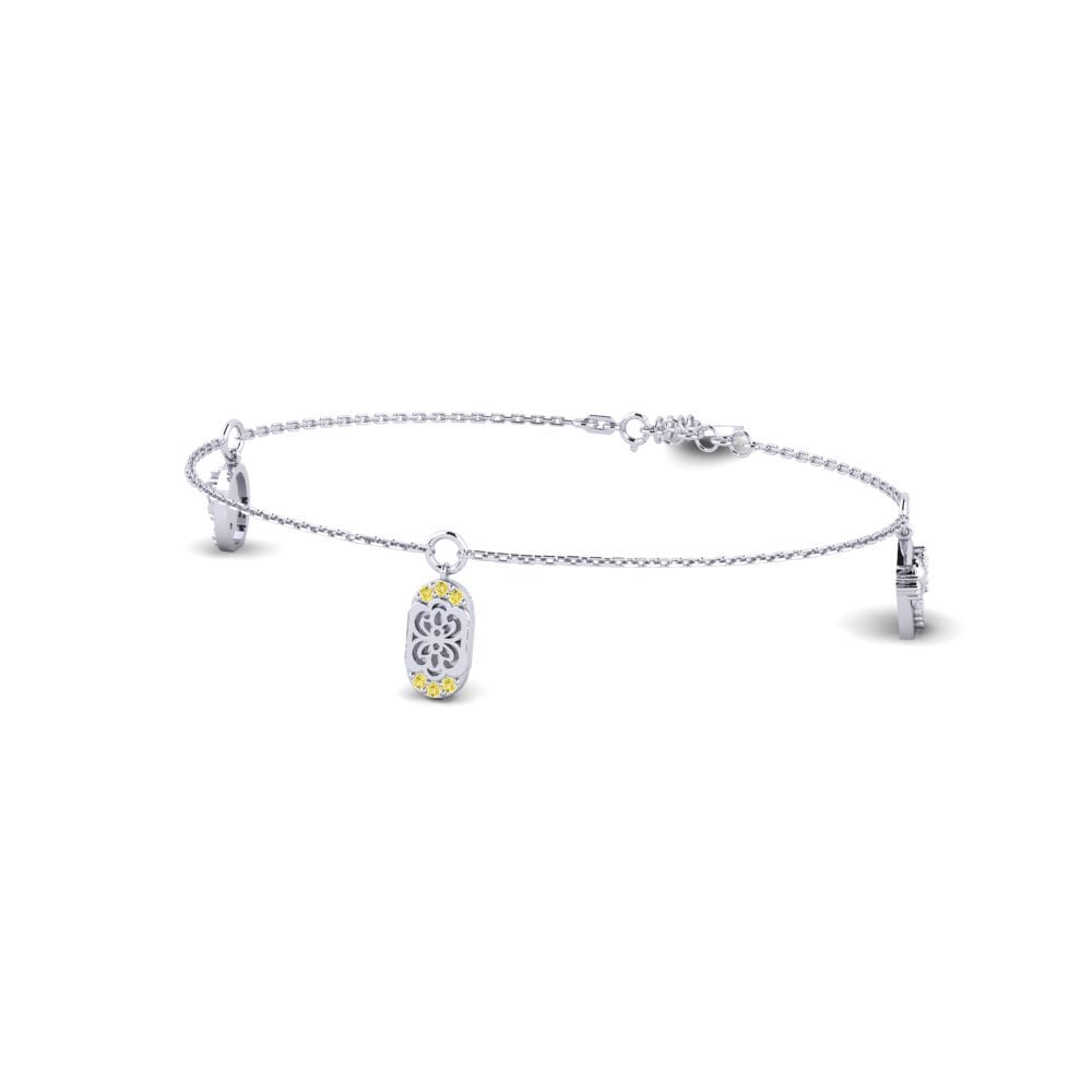 Weiß-Silber Gelber Saphir Damen armband Lavandula
