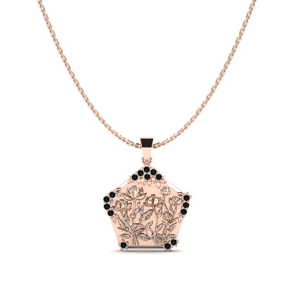 18k Oro Rosa Ónix Negro Colgante de Mujer Linaceae