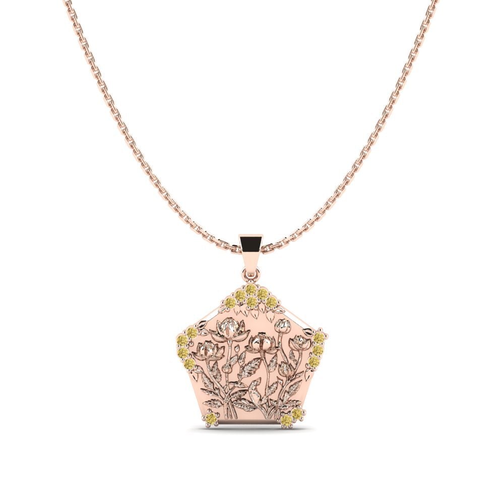 Vàng Hồng 14K Kim Cương Vàng Mặt dây chuyền nữ Linaceae