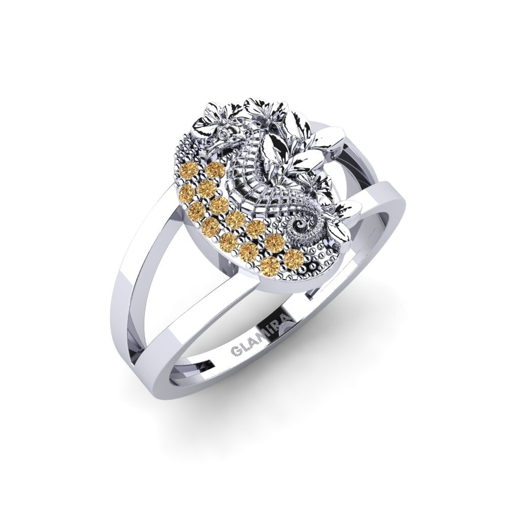 Vàng Trắng 14K Kim Cương Nâu Nhẫn Lunera