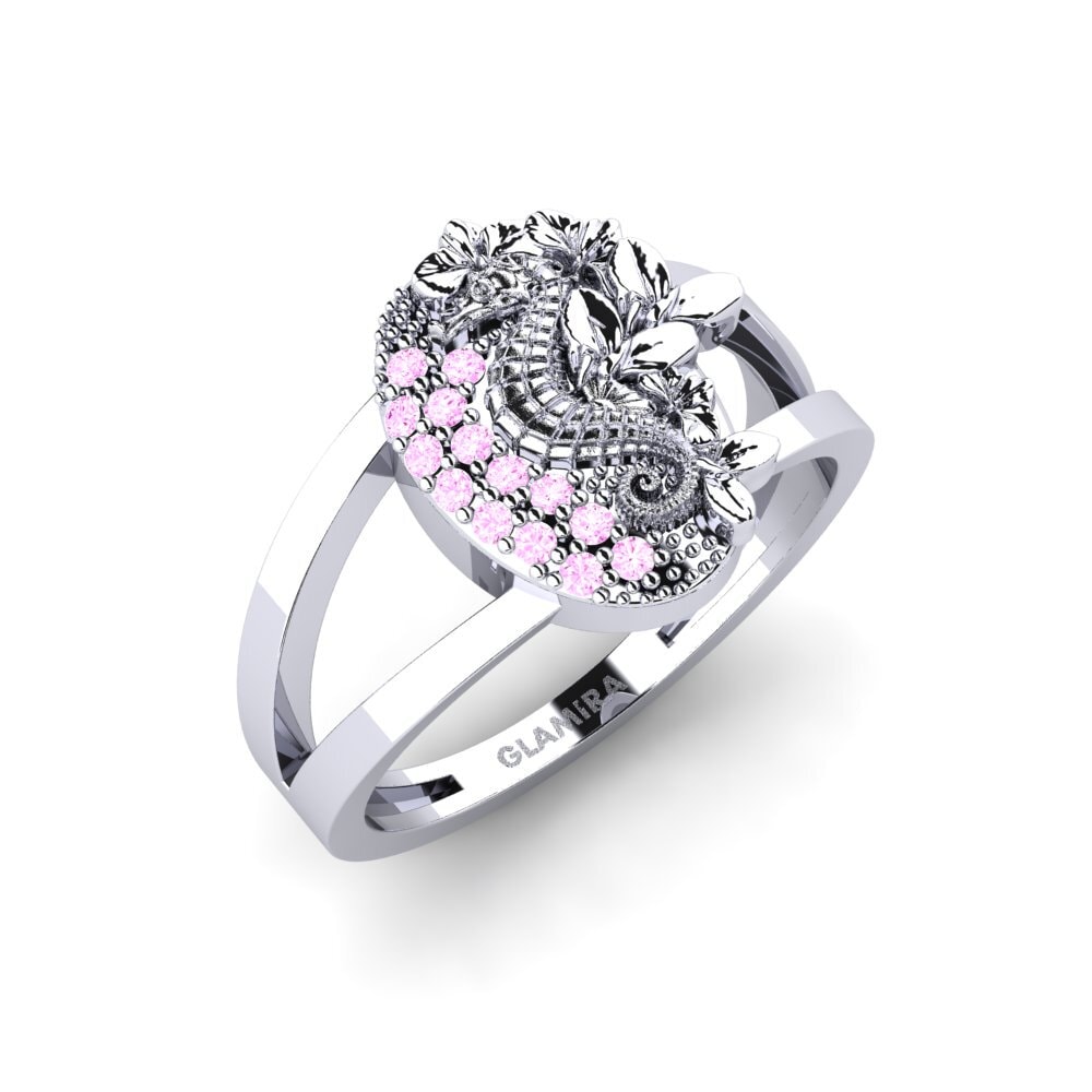 Vàng Trắng 14K Đá Sapphire Hồng Nhẫn Lunera