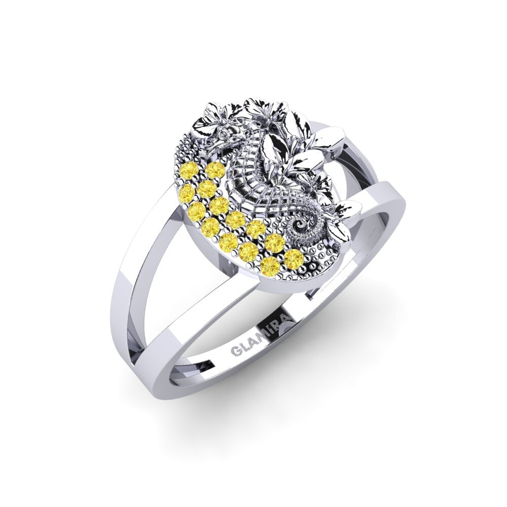 Vàng Trắng 14K Đá Sapphire Vàng Nhẫn Lunera