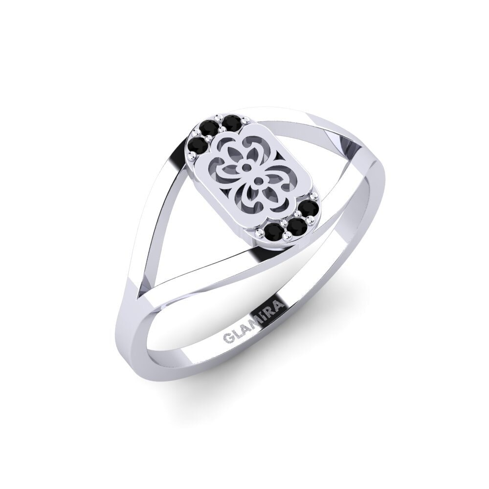 Vàng Trắng 14K Kim Cương Đen Nhẫn Luvha