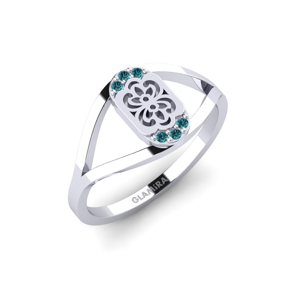 Palladium trắng Kim Cương Xanh Dương Nhẫn Luvha