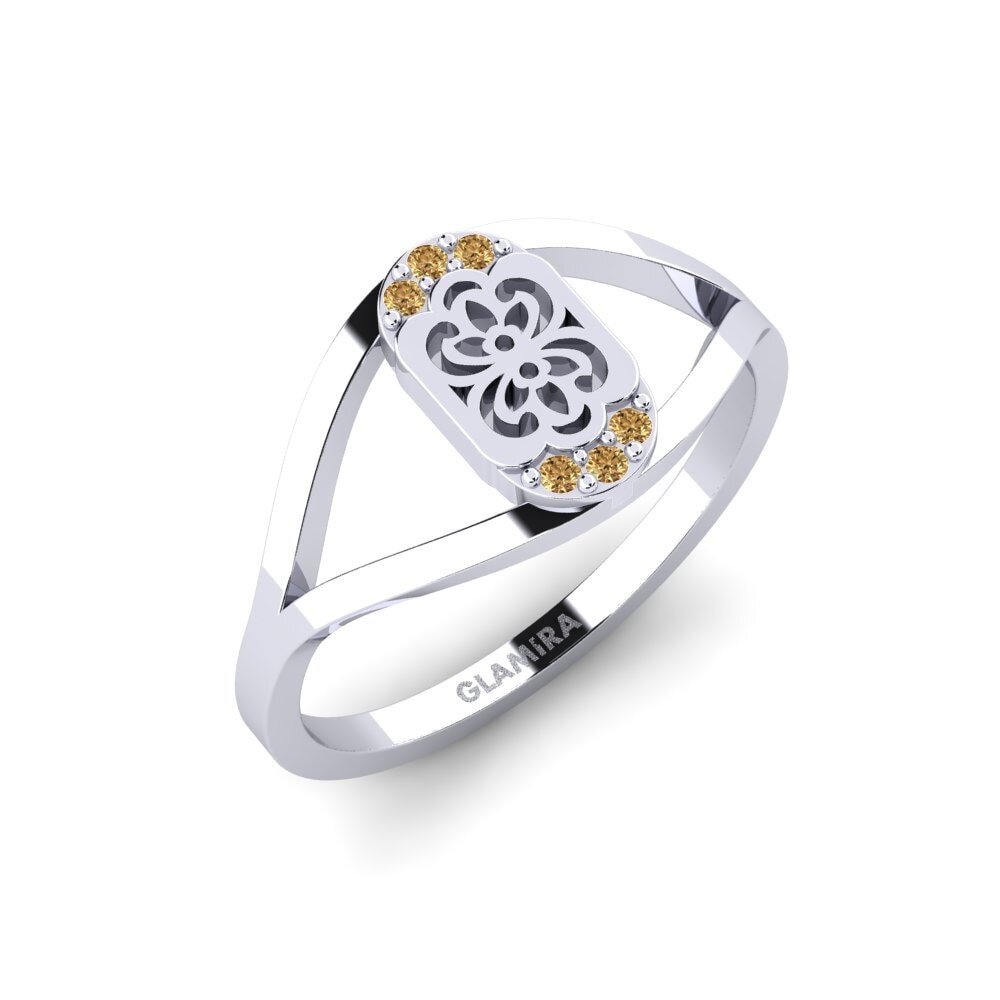 Vàng Trắng 14K Kim Cương Nâu Nhẫn Luvha