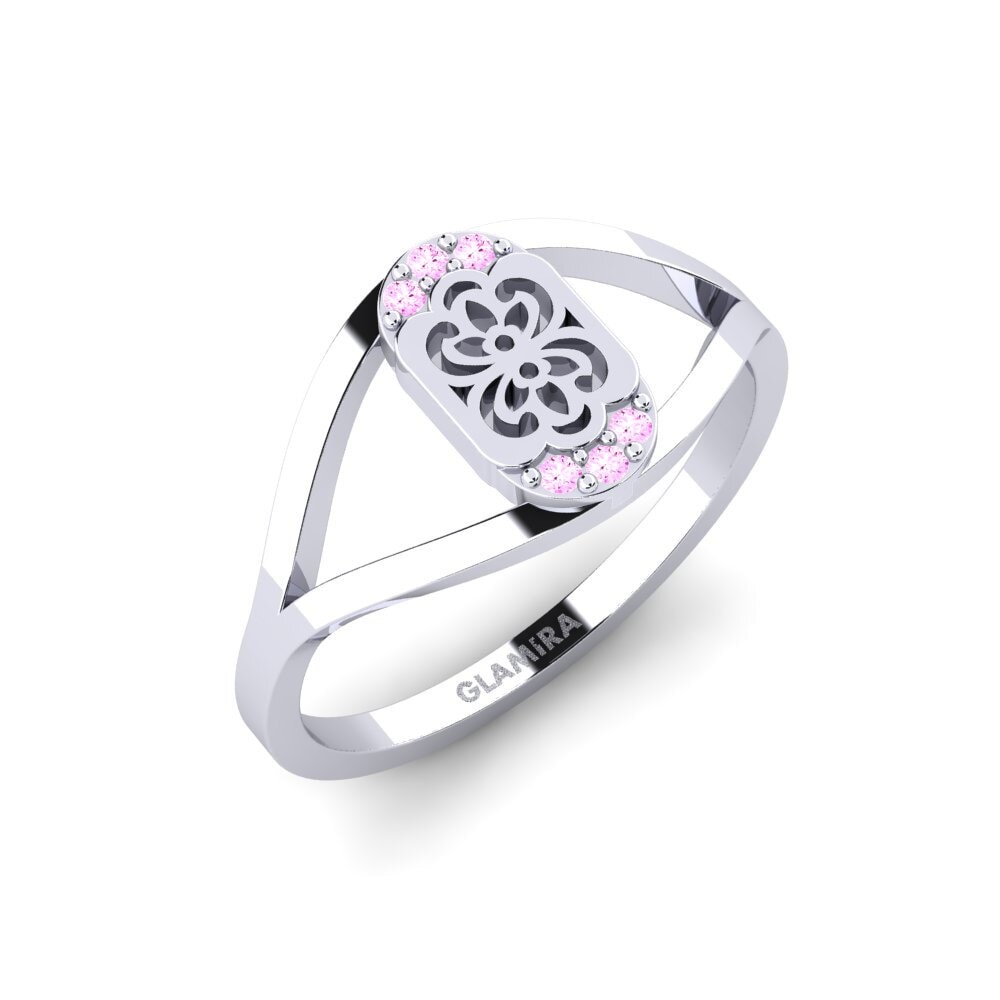 Vàng Trắng 14K Đá Sapphire Hồng Nhẫn Luvha