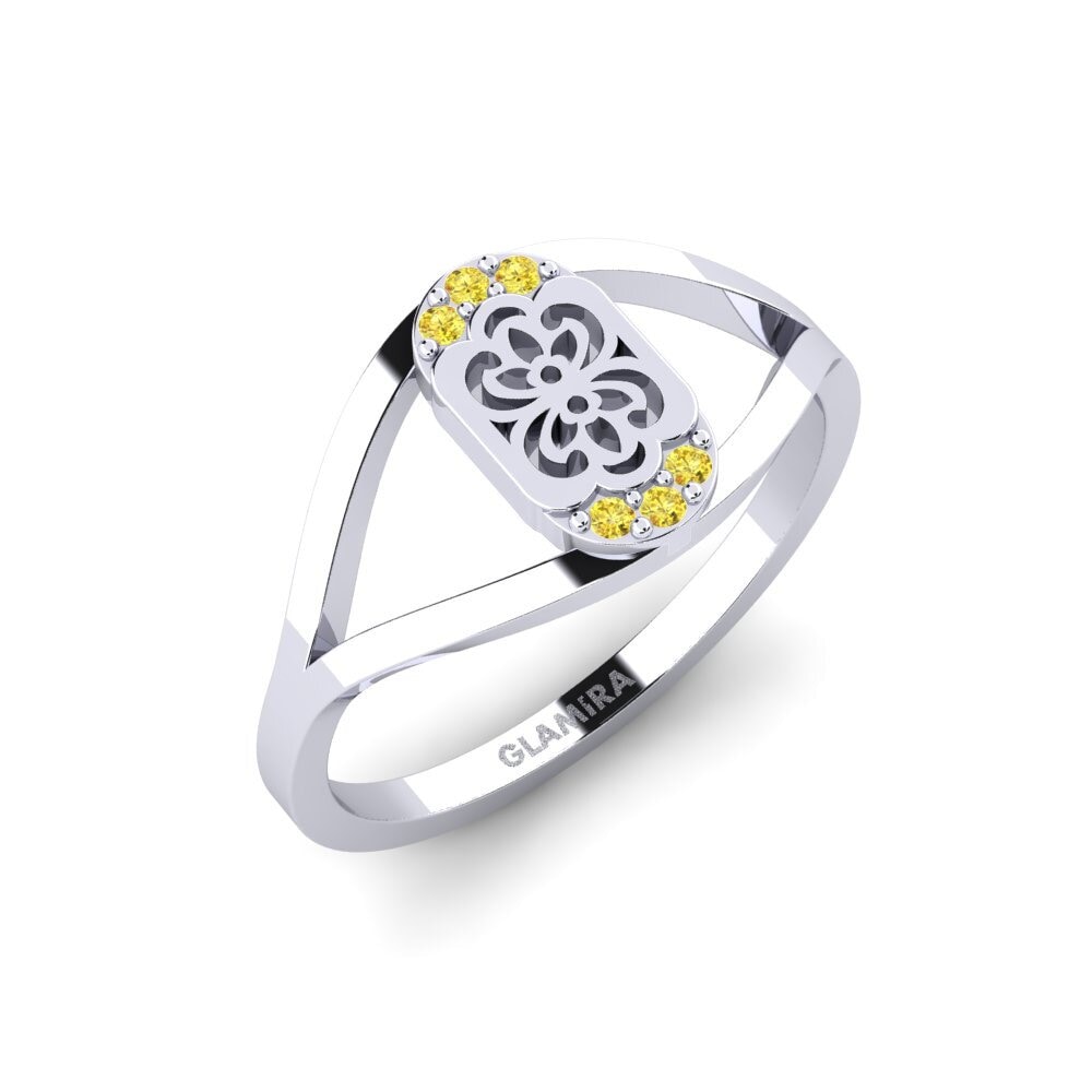 Vàng Trắng 14K Đá Sapphire Vàng Nhẫn Luvha