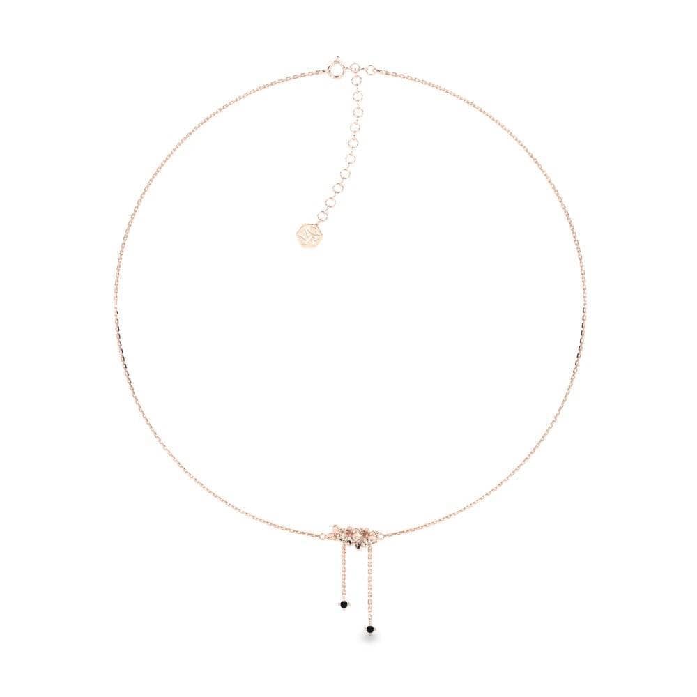 18k Oro Rosa Ónix Negro Collar Gargantilla de Mujer Monelisse