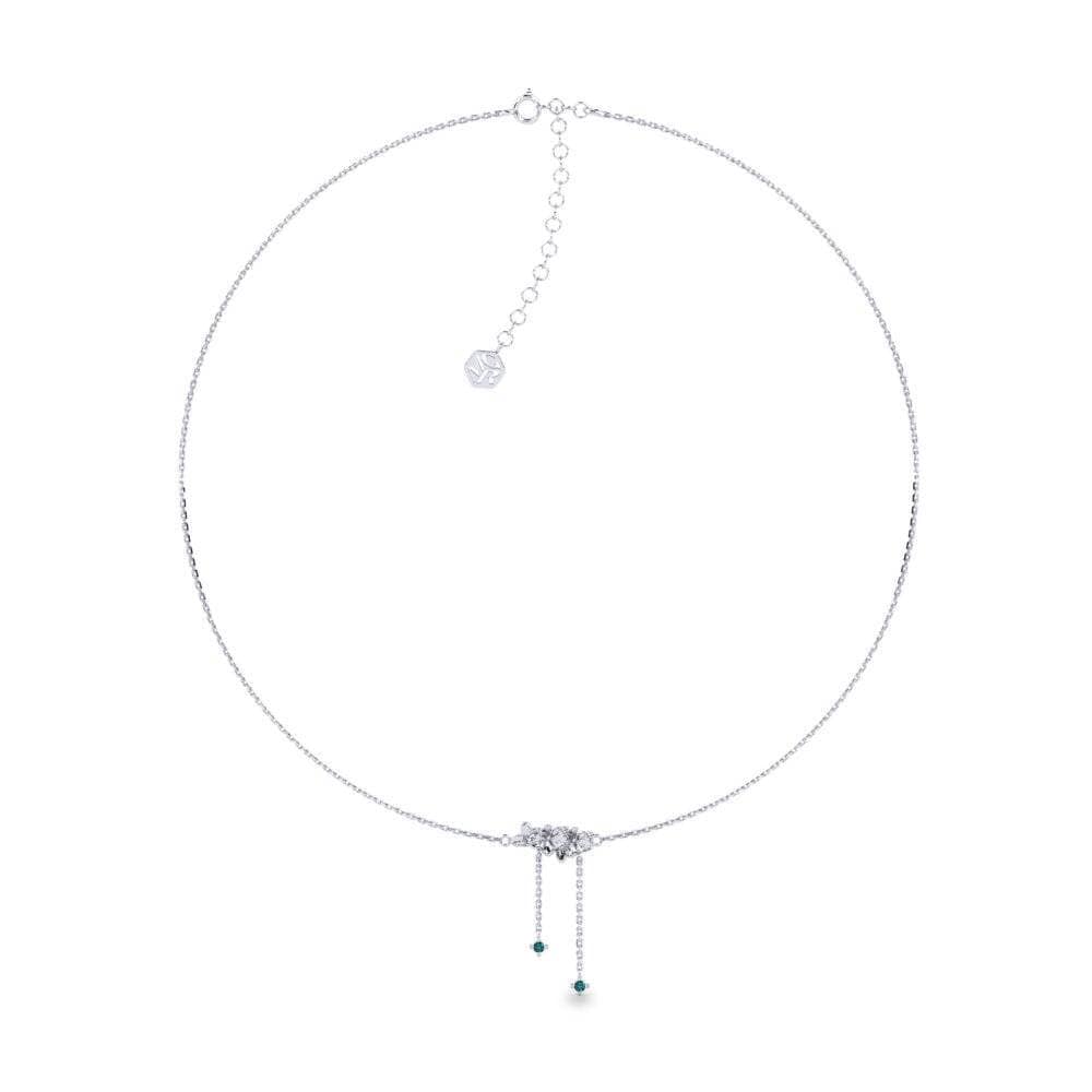 Vàng Trắng 14K Kim Cương Xanh Dương Dây chuyền choker nữ Monelisse