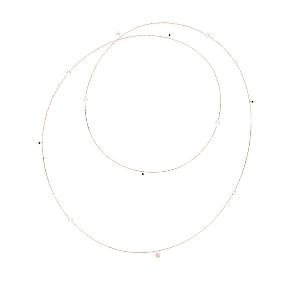 18k Oro Rosa Ónix Negro Collar de Mujer Niijaut