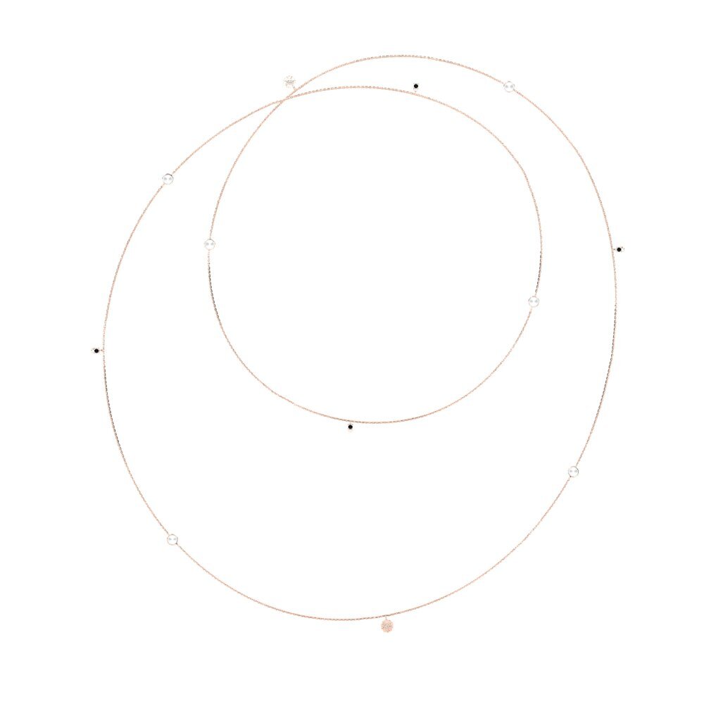 14ct Rose Gold Black Diamond Women's Necklace Niijaut