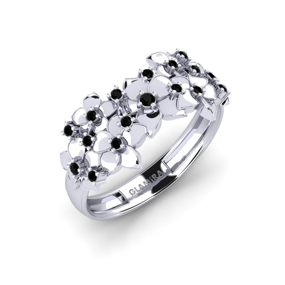Vàng Trắng 14K Kim Cương Đen Nhẫn Norra