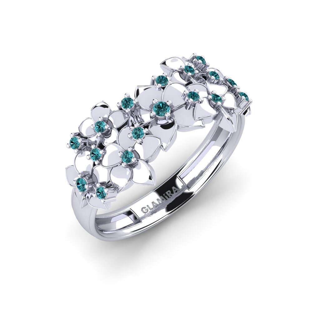 Palladium trắng Kim Cương Xanh Dương Nhẫn Norra