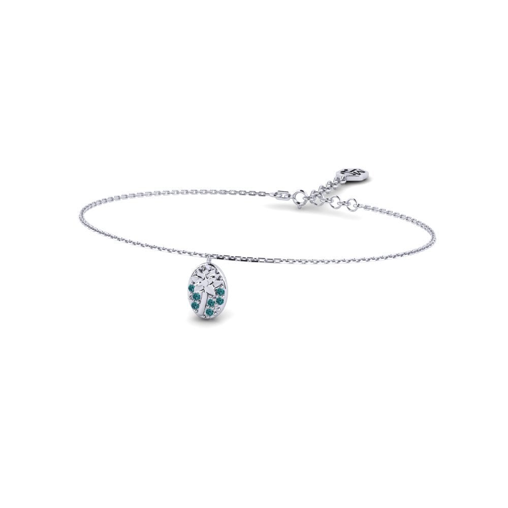 Palladium trắng Kim Cương Xanh Dương Vòng tay nữ Nostrand