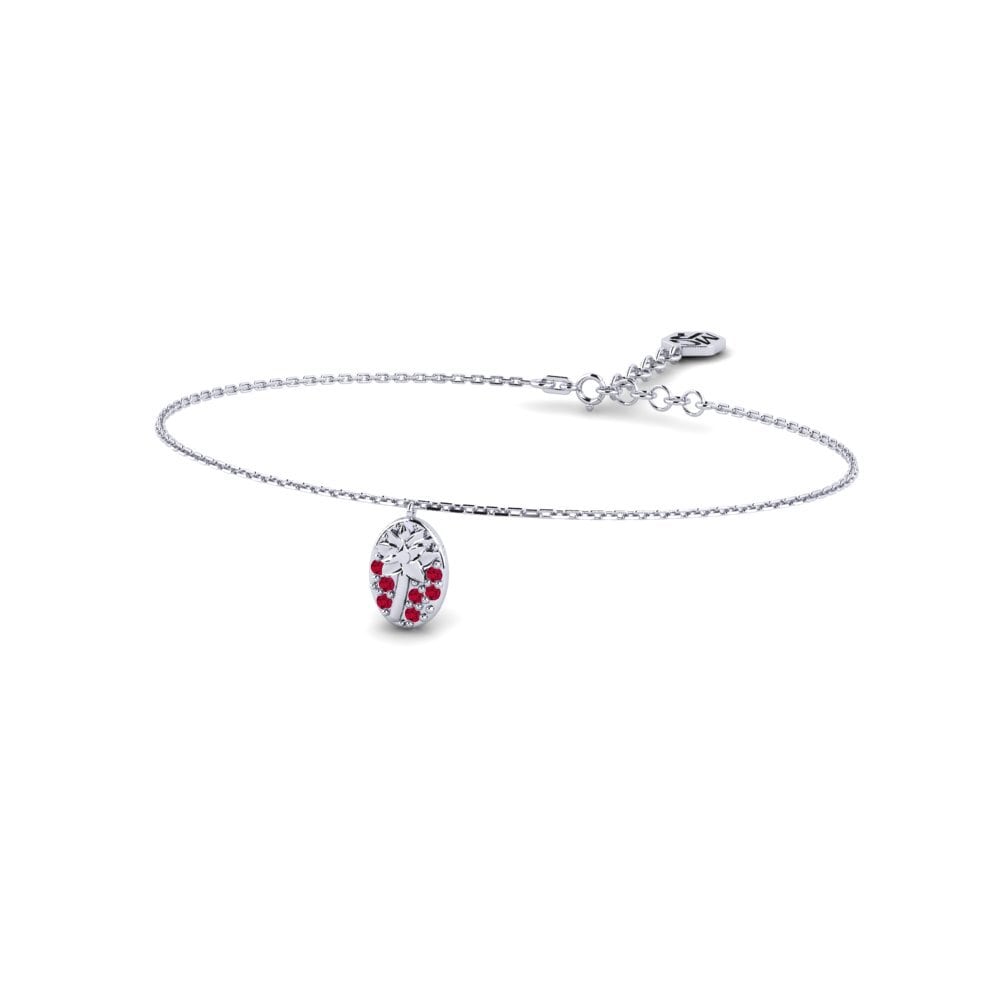 Vàng Trắng 14K Đá Ruby / Hồng Ngọc Vòng tay nữ Nostrand