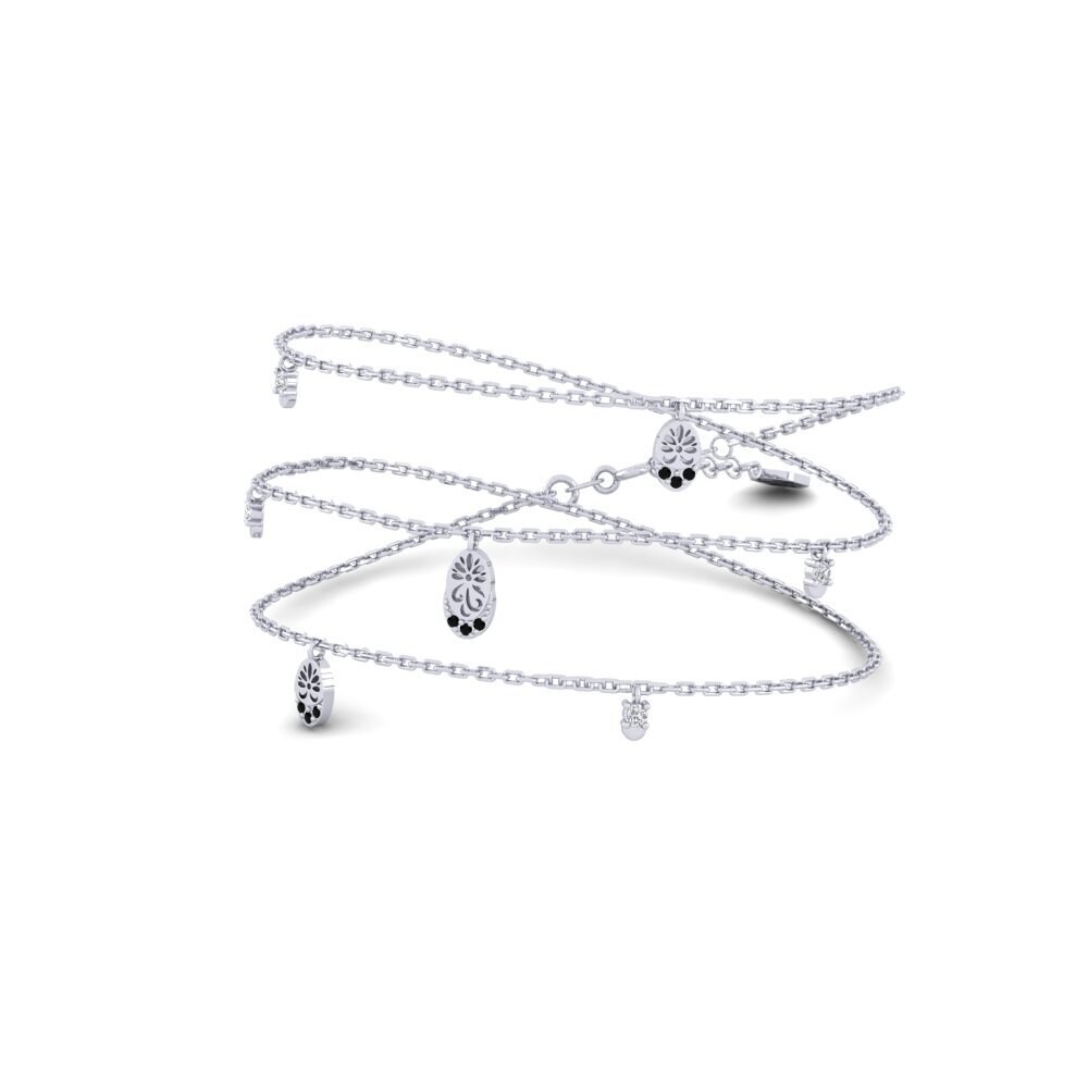 9k Oro Blanco Zafiro negro Collar de Mujer Nyiimbo