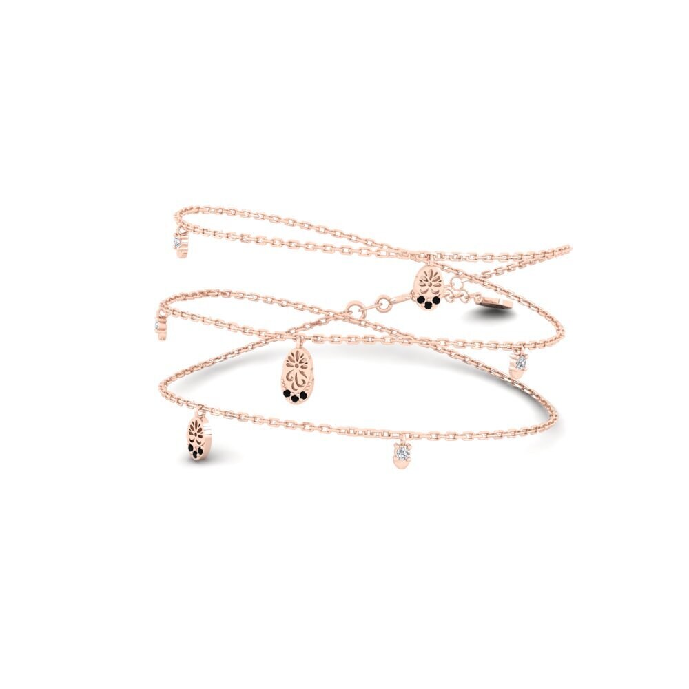 14k Oro Rosa Diamante Negro Collar de Mujer Nyiimbo