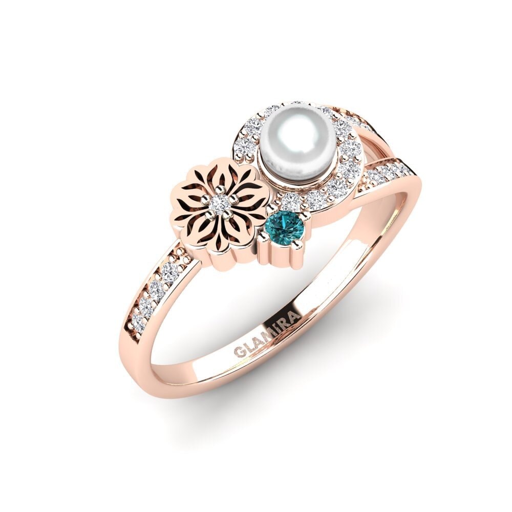Rotgold 750 Blauer Diamant Ring Nzoroko