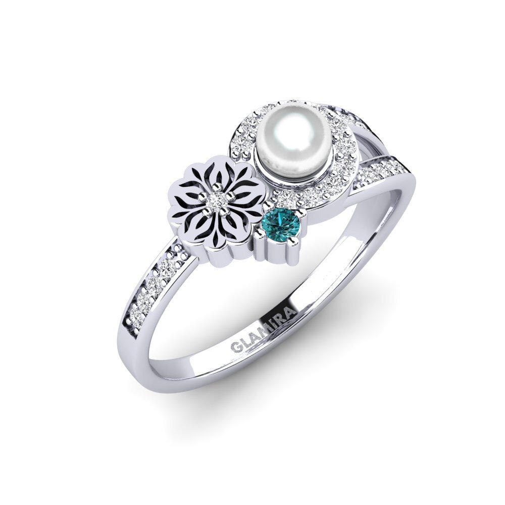Platin trắng Kim Cương Xanh Dương Nhẫn Nzoroko