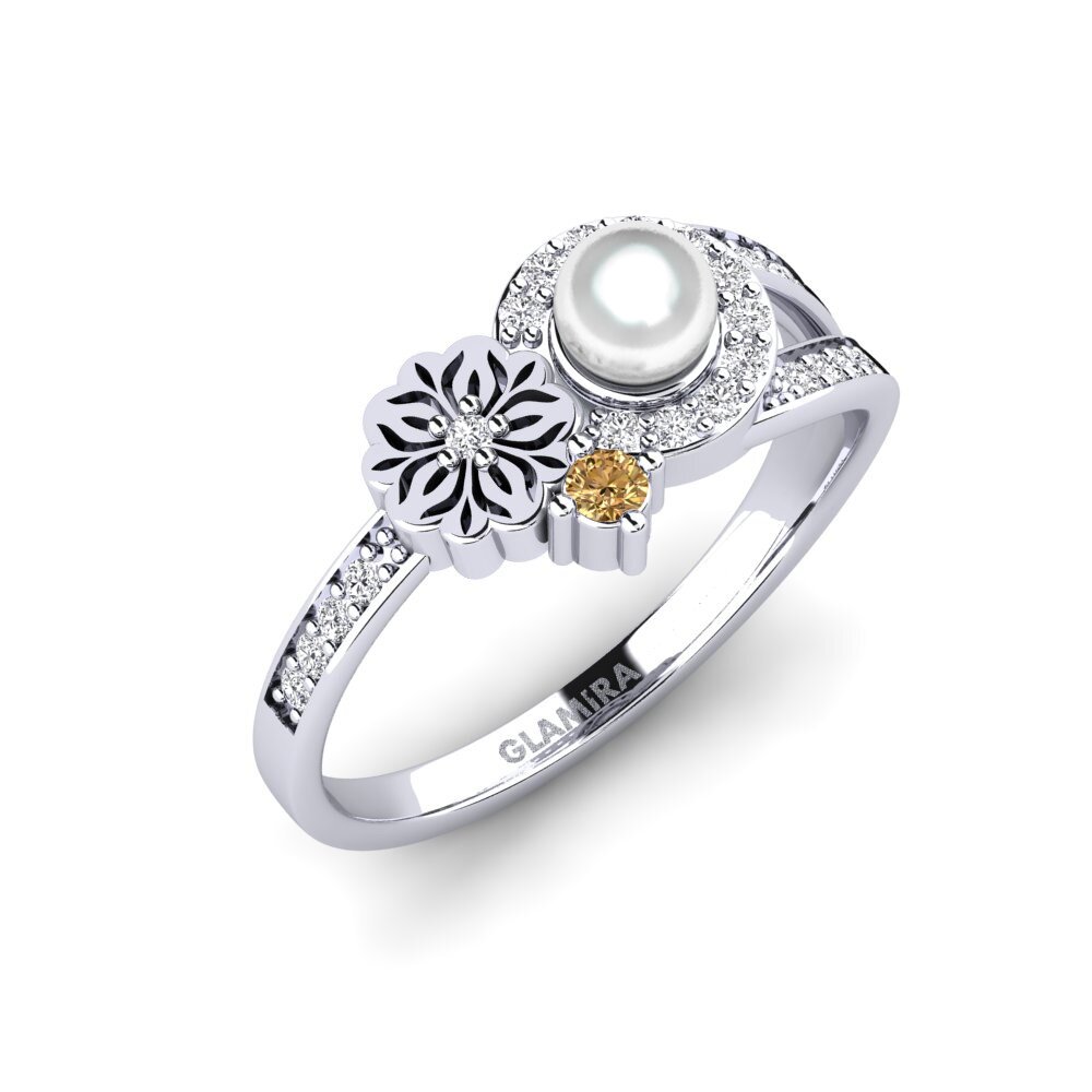Vàng Trắng 14K Kim Cương Nâu Nhẫn Nzoroko