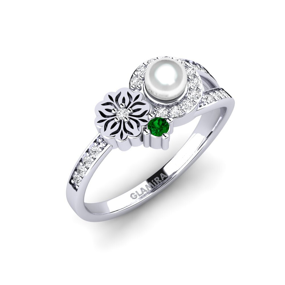 Platin trắng Đá Zirconia Xanh Nhẫn Nzoroko