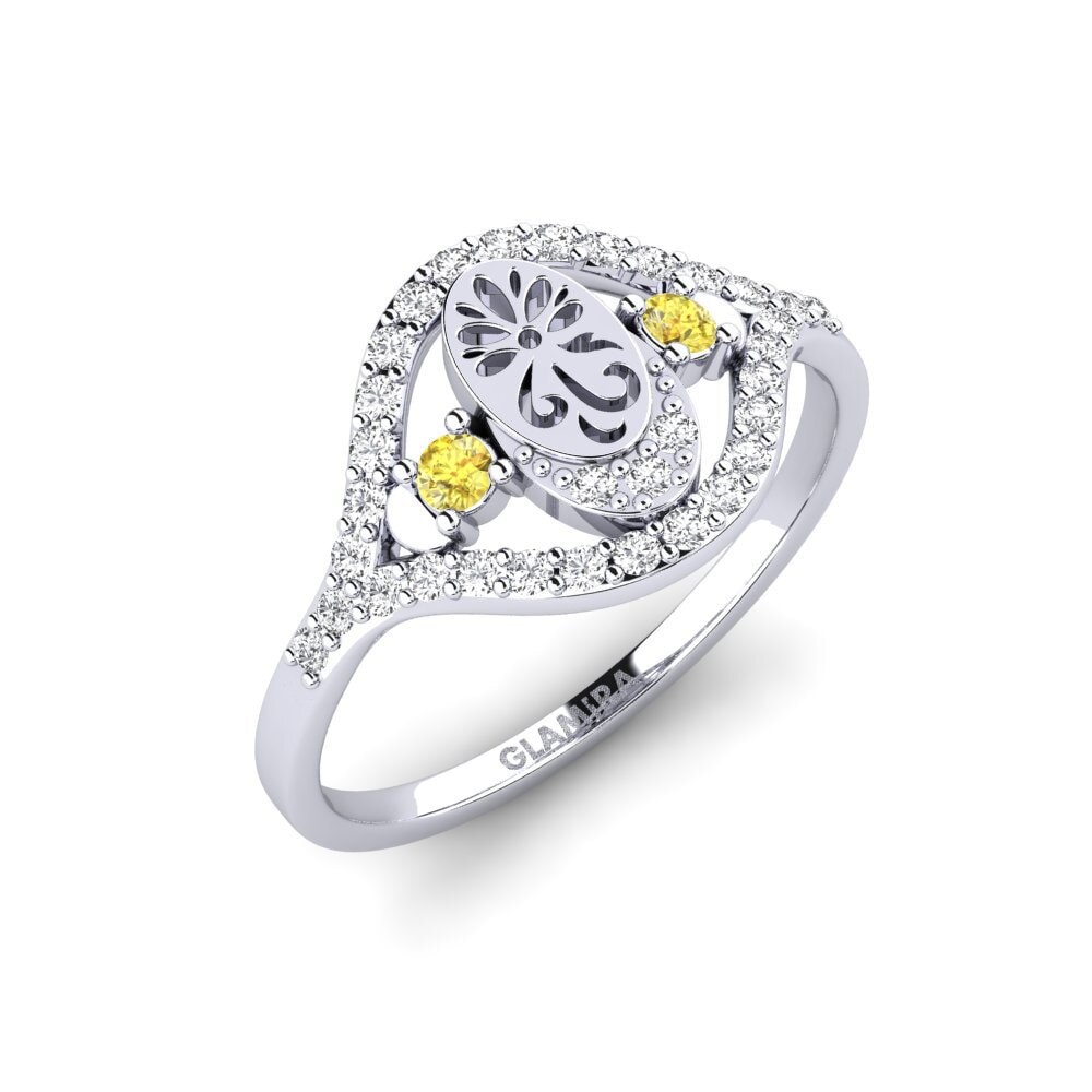 Vàng Trắng 14K Đá Sapphire Vàng Nhẫn Panqara
