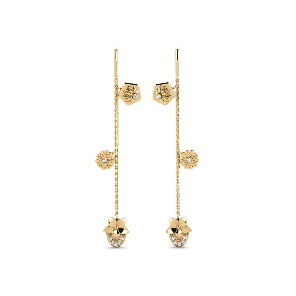 18k Κίτρινος Χρυσός Μοϊσανίτης Γυναικείο σκουλαρίκι Pinaleser