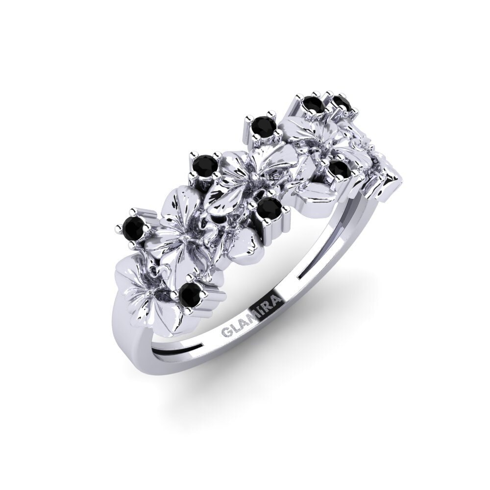 Vàng Trắng 14K Kim Cương Đen Nhẫn Portabellia
