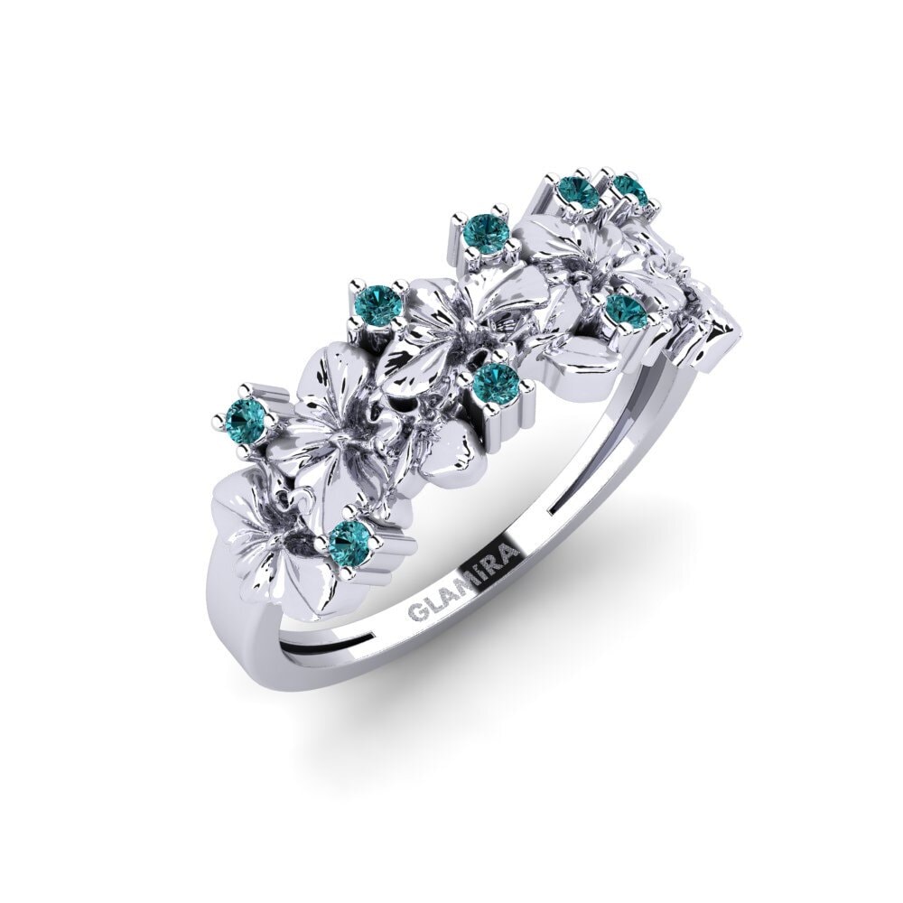 Platin trắng Kim Cương Xanh Dương Nhẫn Portabellia