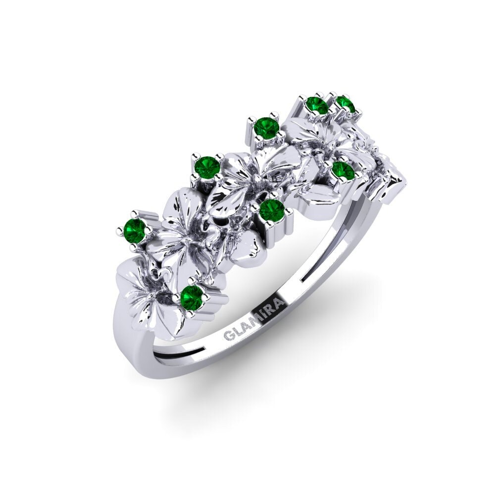 Platin trắng Đá Zirconia Xanh Nhẫn Portabellia