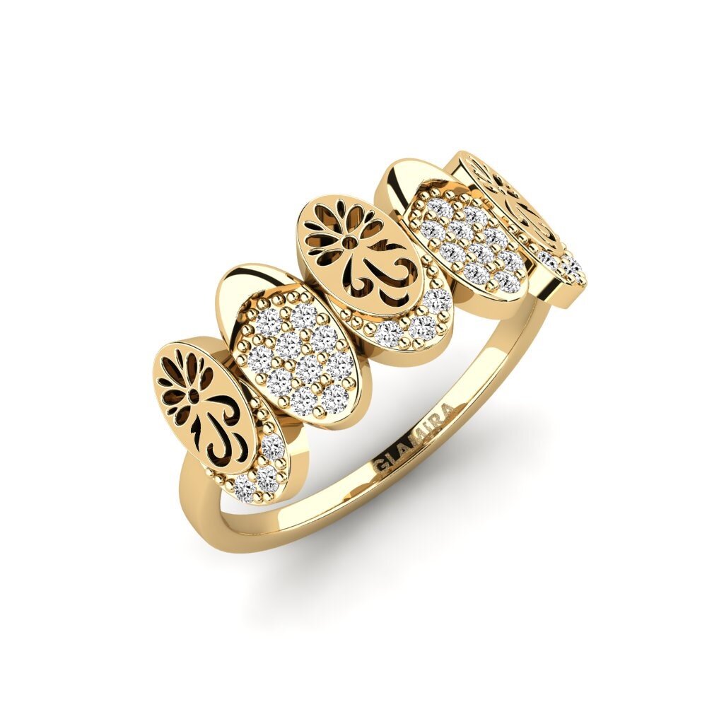 Vàng 9K Đá Moissanite Nhẫn Qobooru
