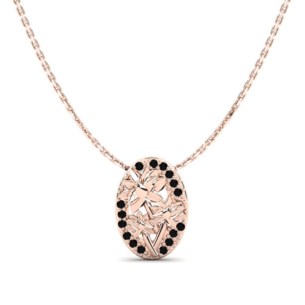 18k Oro Rosa Ónix Negro Colgante de Mujer Reade