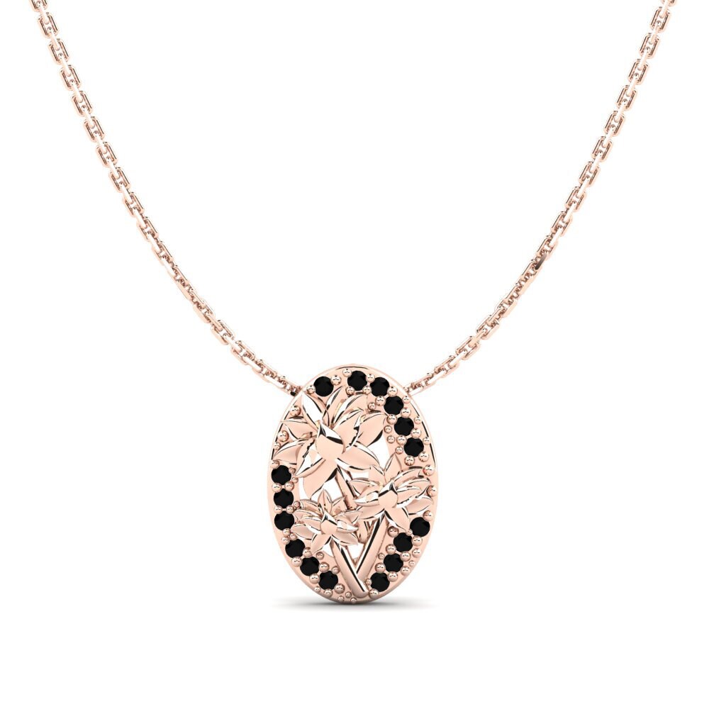 9k Oro Rosa Zafiro negro Colgante de Mujer Reade