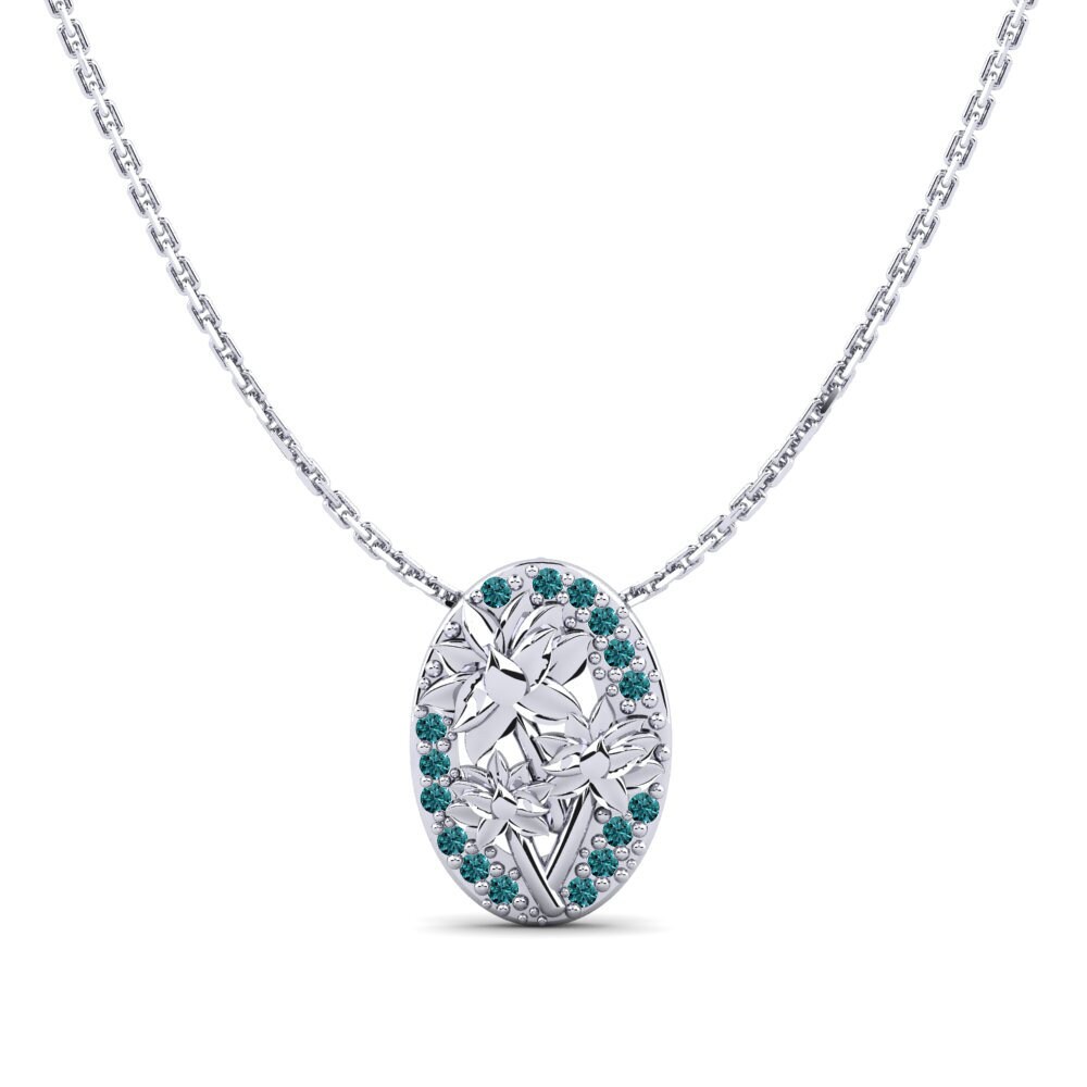 Plata 925 Diamante Azul Colgante de Mujer Reade