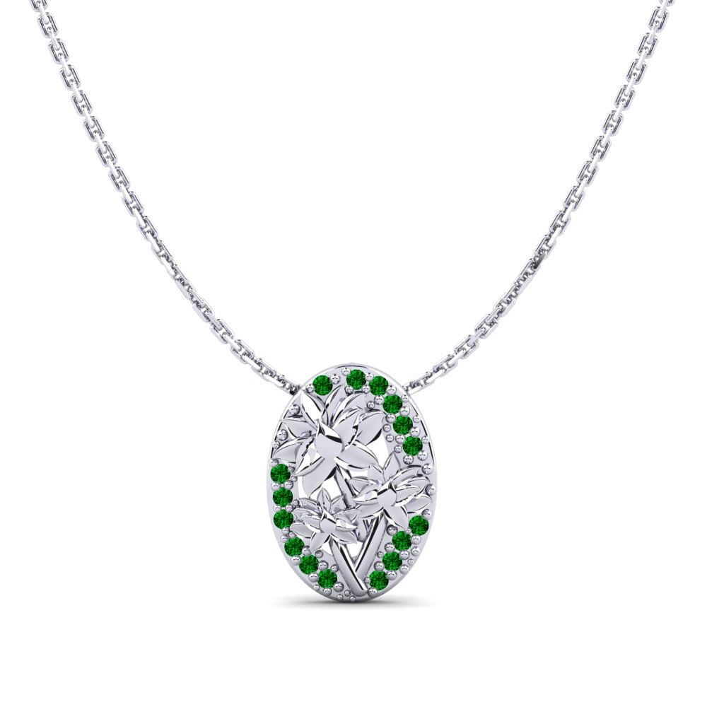 Plata 925 Circonita Verde Colgante de Mujer Reade
