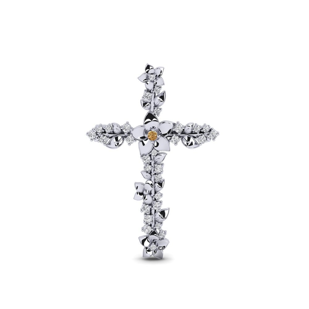 Plata 925 Redondo Diamante Marrón Broche Rivelle