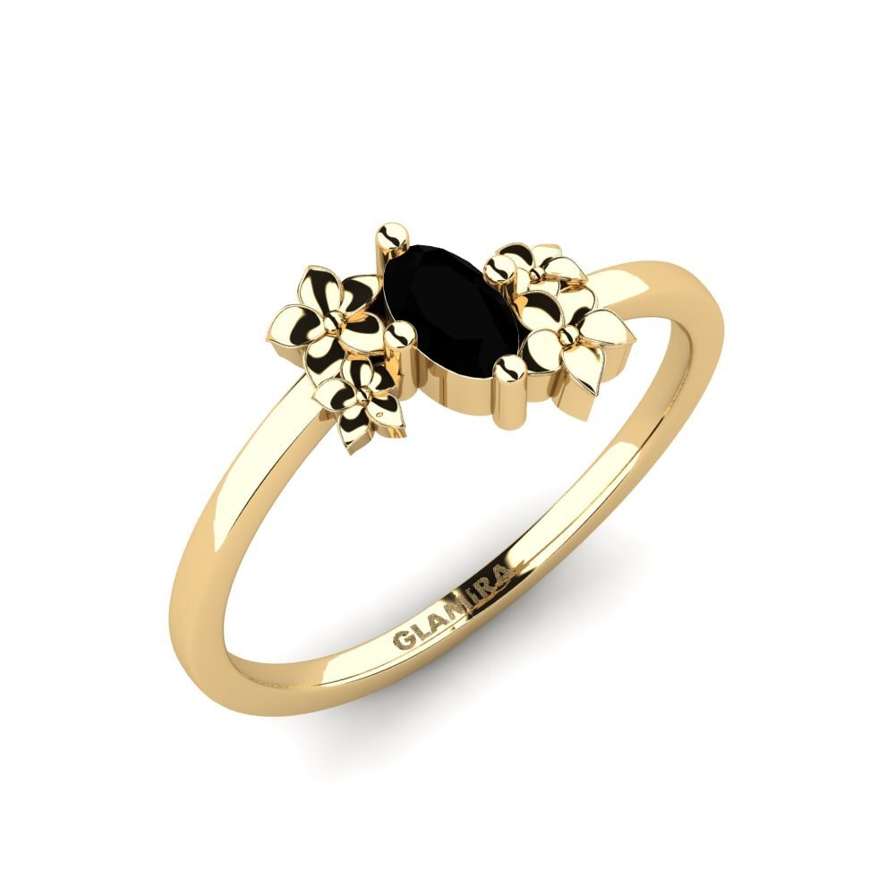 Oval Schwarzer Onyx Ring Rohen
