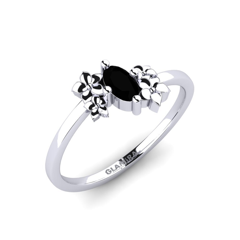 Vàng Trắng 14K Kim Cương Đen Nhẫn Rohen